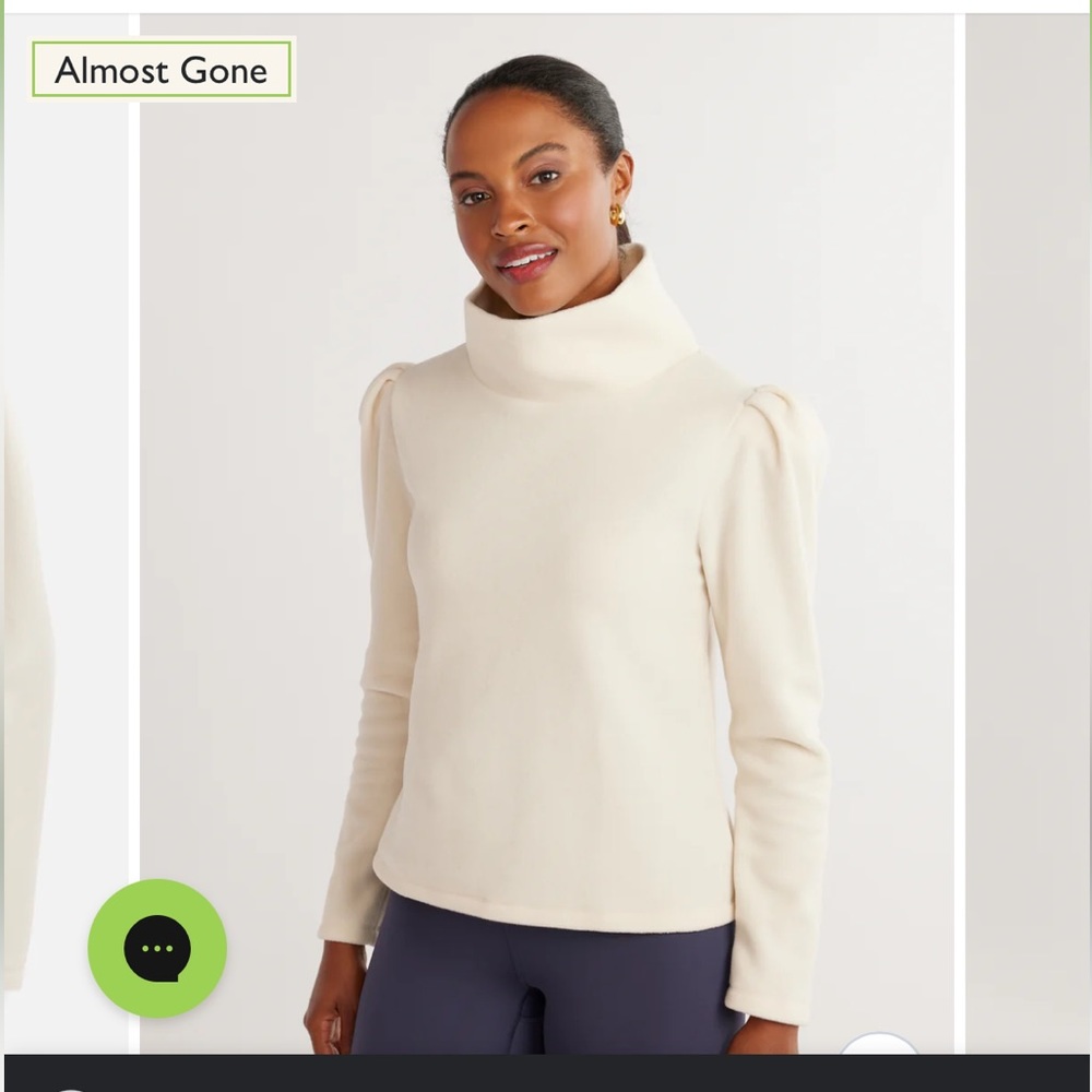 NWT Dudley Stephens Palmer puff sleeve fleece pullover sweater, medium, cream